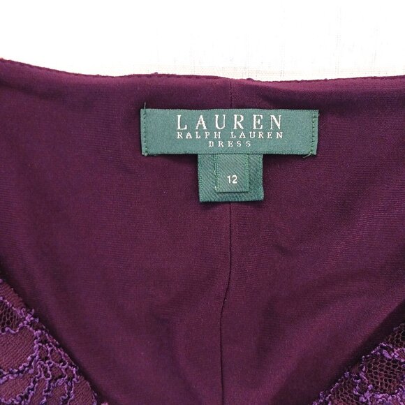 Ralph Lauren Purple Lace Evening Dress with Sequins Size 12 - Picture 6 of 9